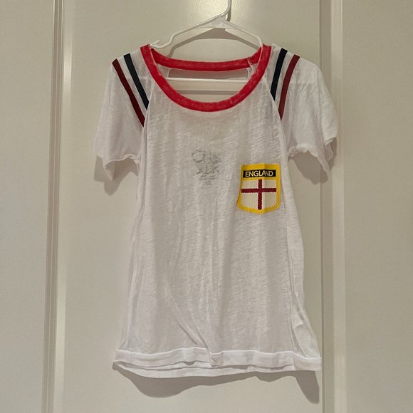 Chaser Burnout Tee with Sequin England Pocket Detail & Upper Back Cut Out - Picture 1 of 4